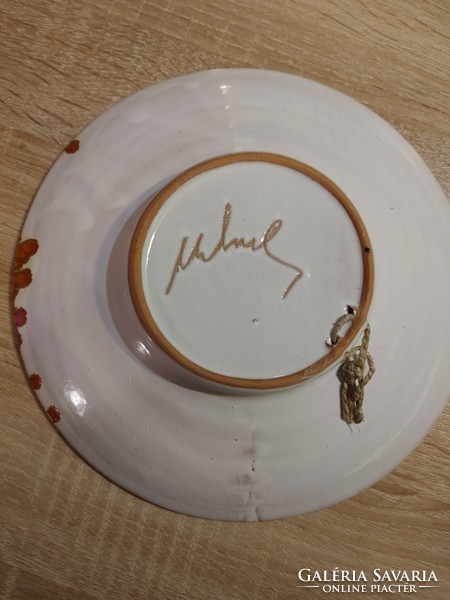 Signed and marked ceramic wall plate approx. 21 Cm