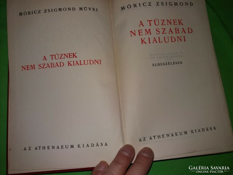 1939. Zsigmond Móricz: the fire must not go out stories novel book pictures athenaeum