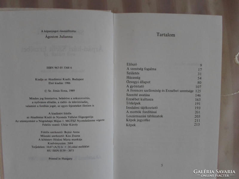 Sz. Jónás Ilona: Árpád-házi Szent Erzsébet (Életek és korok; Akadémiai Kiadó, 1989)