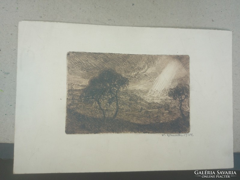 Foreign etching, from 1924, full size approx. 20X15 cm