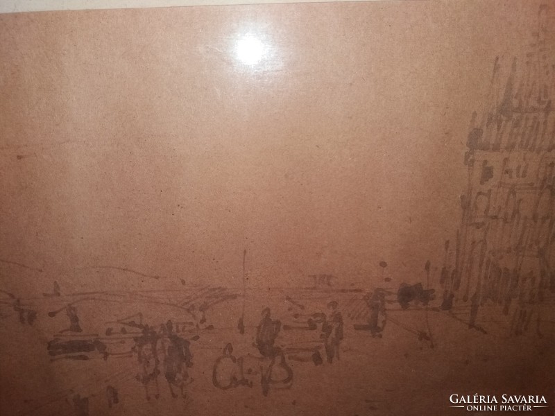 BOD LÁSZLÓ (1920 - 2001) festmény kép SZEGED Stefánia Tisza part vegyes technika a képek szerint