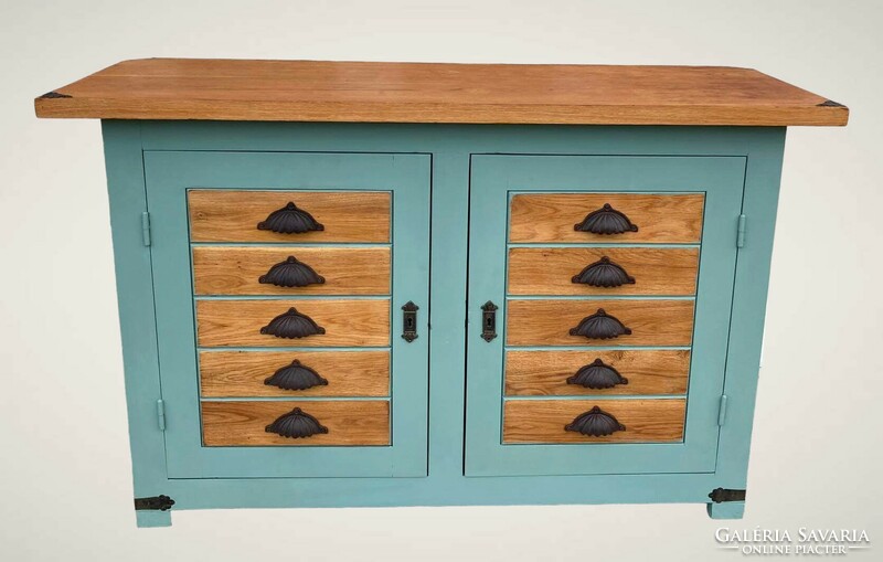 Rustic chest with fake drawers, which can be opened from the top and from the front, chest of drawers..