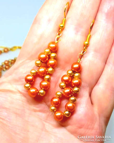 Tekla copper-beige pearl set, bracelet-earring-necklace 84