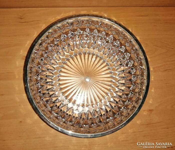 Üveg kerek asztalközép kínáló fém széllel - 22 cm (7p)