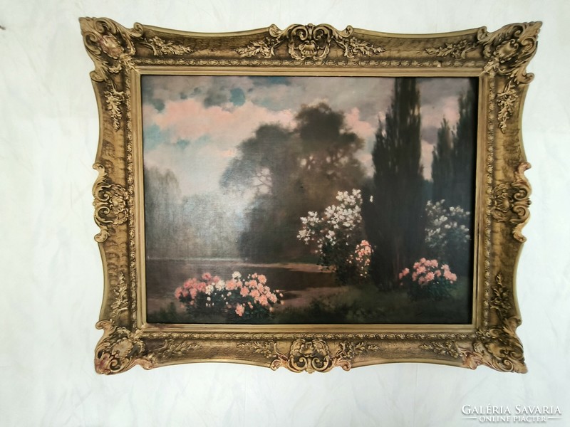 Antik Hatalmas Torday Székely Mihály festmény , Kastély park jó kvalitàsos festmény 100 X 76 cm.
