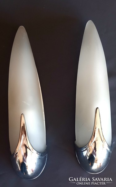 Opal drop-shaped torch lamp pair negotiable art deco design