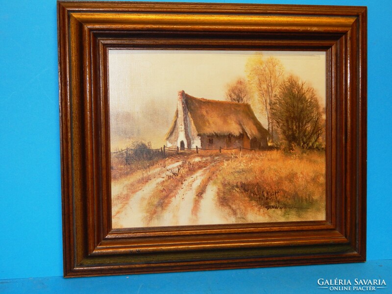 Nice frame with an outer size of 35x40 cm, with a gift painting