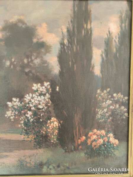 Antik Hatalmas Torday Székely Mihály festmény , Kastély park jó kvalitàsos festmény 100 X 76 cm.