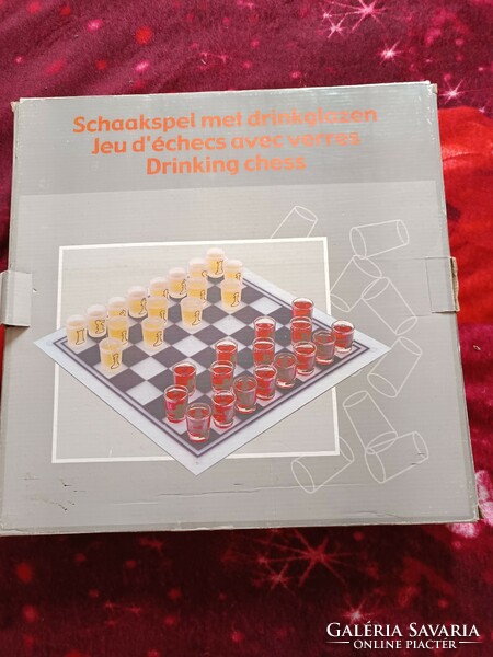 Glass chess set in original box