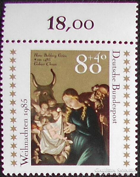 N1267sz / Németország 1985 Karácsony bélyeg postatiszta ívszéli összegzőszámos