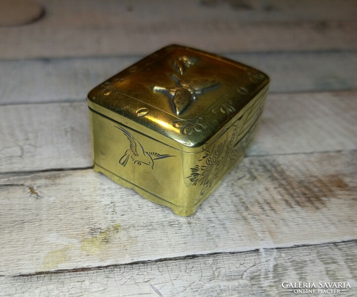 Antique copper box with engraved pattern