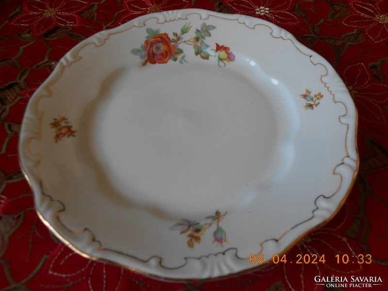 Zsolnay flat plate with wild rose pattern