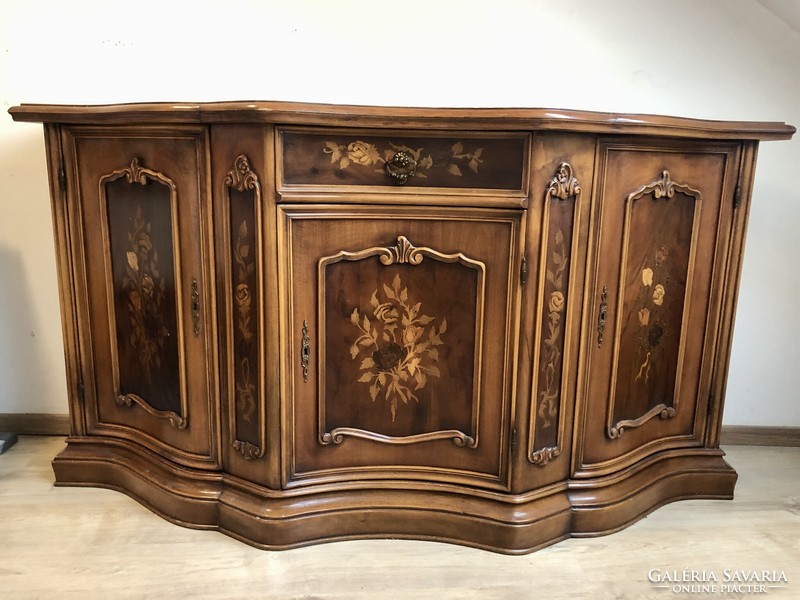 Large, unique inlaid display cabinet with beautiful carving