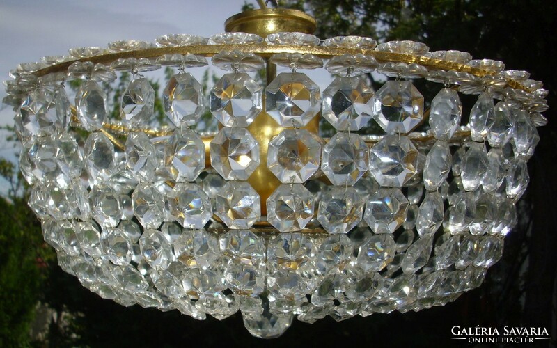 Viennese round basket crystal chandelier with 6 lights, 60s