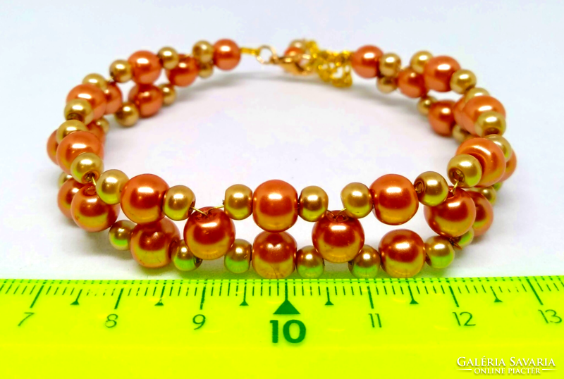 Tekla copper-beige pearl set, bracelet-earring-necklace 84