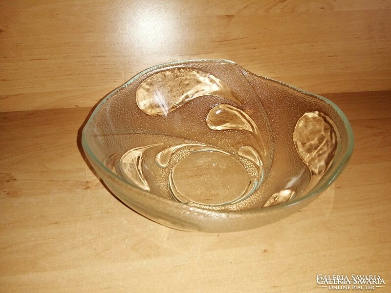 Indonéz üveg kínáló asztalközép, átm. 21 cm (6p)