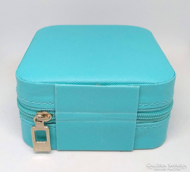 Jewelry holder, organizer box, turquoise artificial leather 4