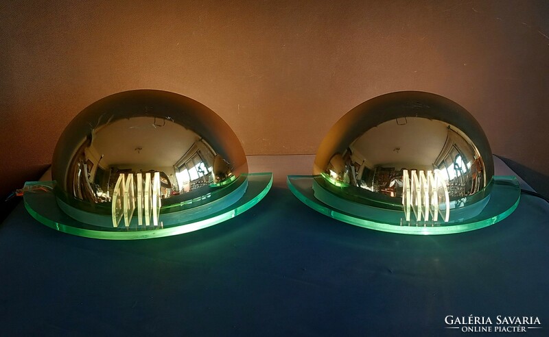 Postmodern half moon wall lamp pair 1980 negotiable design