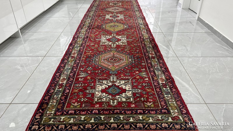 3558 Iranian kharaja heriz hand knotted wool Persian running rug 90x330cm free courier