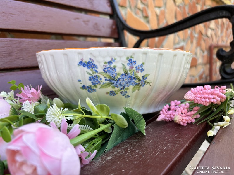 25cm Gyönyörű  Zsolnay Nefelejcses virágos porcelán pogácsástál tál pörköltes levesestál nosztalgia