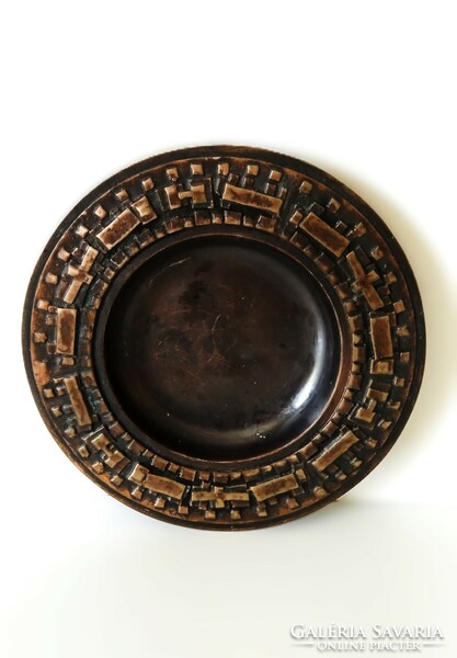 Modernist, ildiko from Szilágy, bronze/copper artisan wall plate, marked