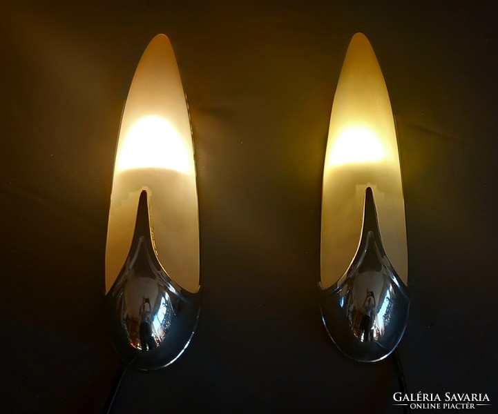 Opál búrás csepp alakú  fáklya  lámpa pár ALKUDHATÓ Art deco design