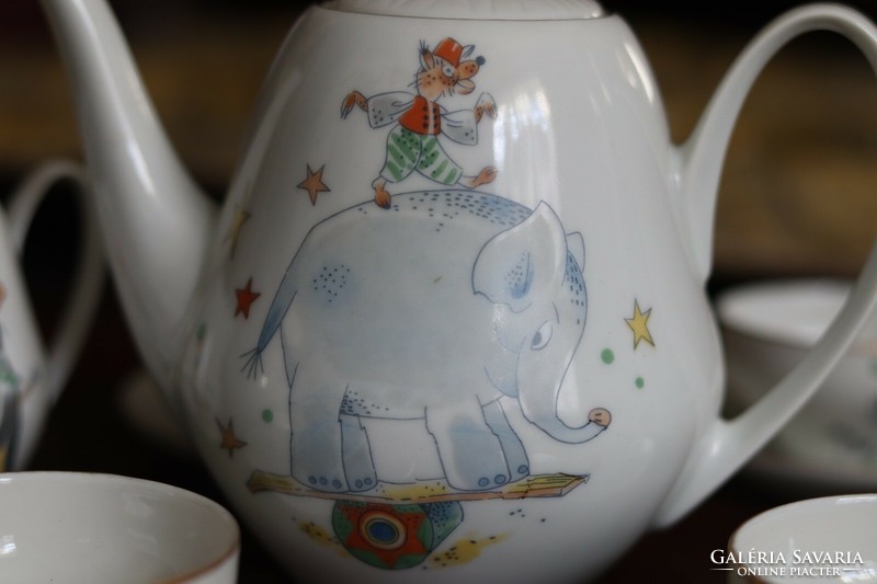 Vintage retro Czechoslovak porcelain circus children's tea set