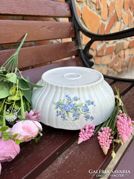 22 cm Gyönyörű  Zsolnay Nefelejcses virágos porcelán pogácsástál tál pörköltes levesestál nosztalgia