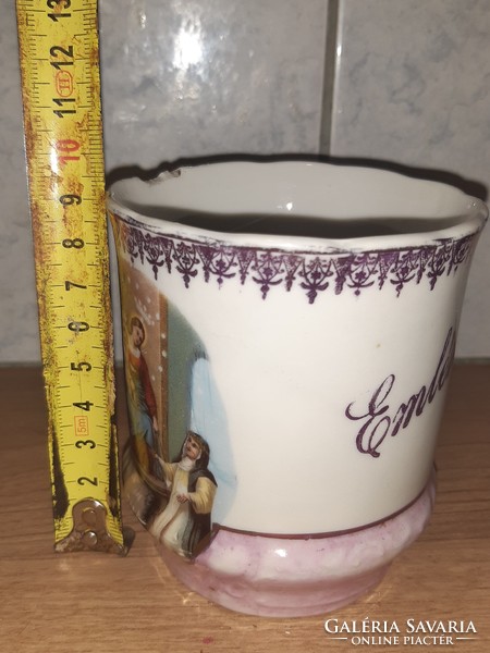 Porcelain commemorative mug with a holy image