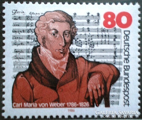N1284 / Germany 1986 carl maria von weber composer stamp postal clerk