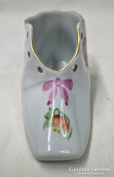 Herend hand-painted porcelain shoes with flower patterns