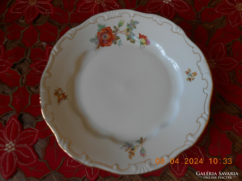 Zsolnay flat plate with wild rose pattern