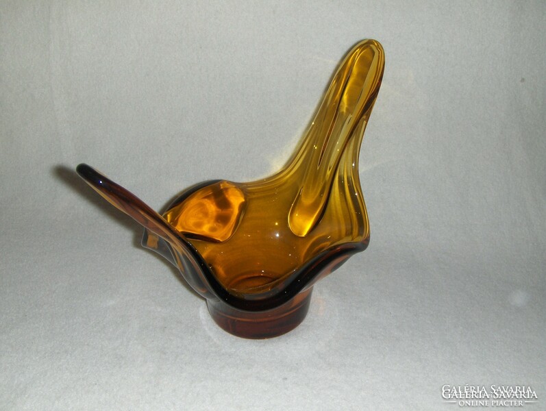 Murano thick amber glass serving bowl (p)