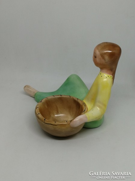 Bodrogkeresztúr ceramic girl with a bowl!
