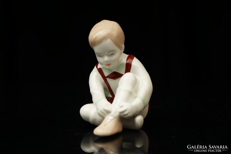 Old aquincum porcelain boy / figurine / retro old