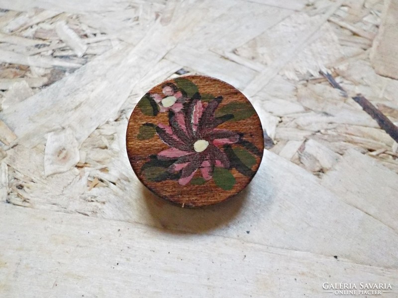Hand painted wooden brooch