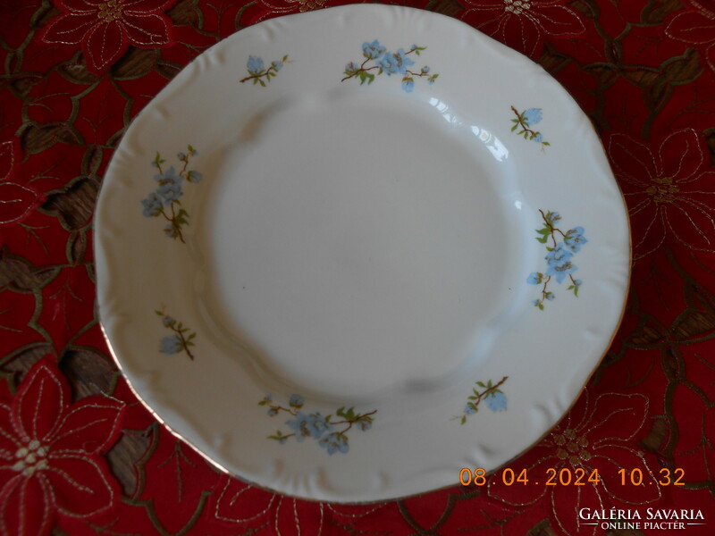 Zsolnay blue peach flower pattern flat plate
