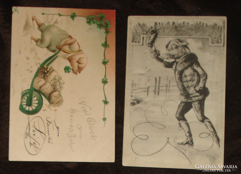 2 db malacos antik képeslap
