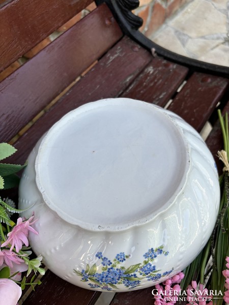 Csavart 23 cm Gyönyörű Nefelejcses virágos porcelán pogácsástál tál pörköltes levesestál nosztalgia