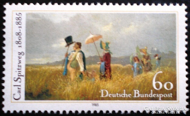 N1258 / Germany 1985 carl spitzweg stamp postal clerk