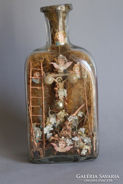 19th century patient glass tweezers in a large size bottle