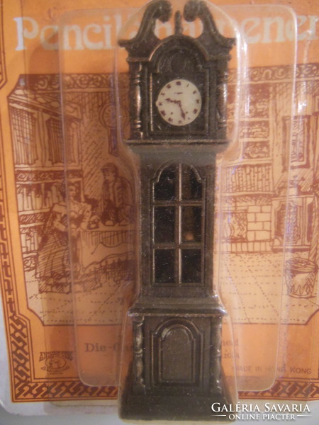 Standing clock - bronze - solid - heavy - carving - 9.5 x 3 x 2 cm - flawless