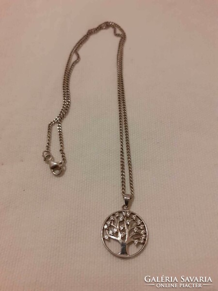 Silver necklace with tree of life pendant decorated with zirconia