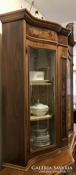 Large, unique inlaid display cabinet with beautiful carving