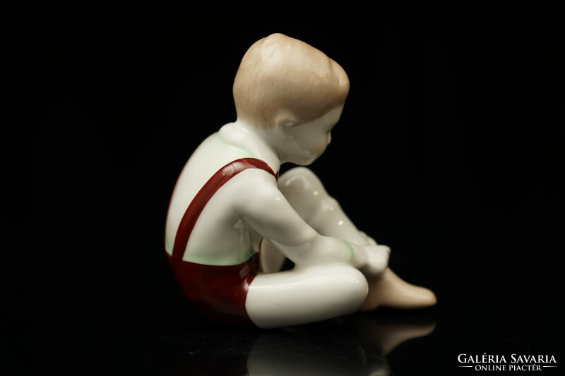 Old aquincum porcelain boy / figurine / retro old