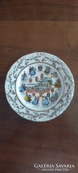Porcelain plate with Austrian national costumes and coats of arms