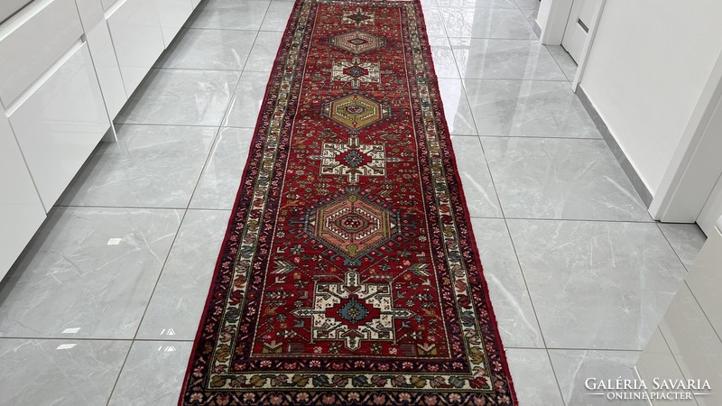 3558 Iranian kharaja heriz hand knotted wool Persian running rug 90x330cm free courier