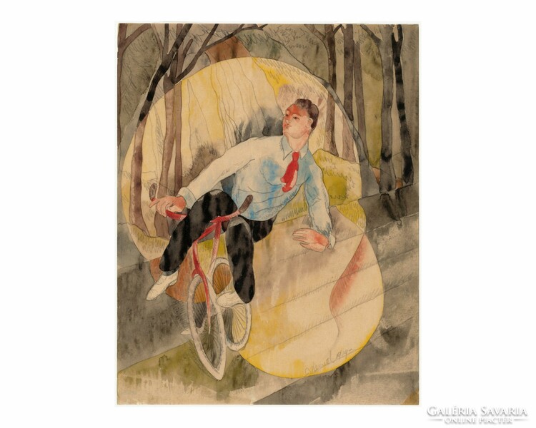 Vintage plakát - Akrobata kerékpáron" (1919) - Charles Demuth alkotása, reprodukció.