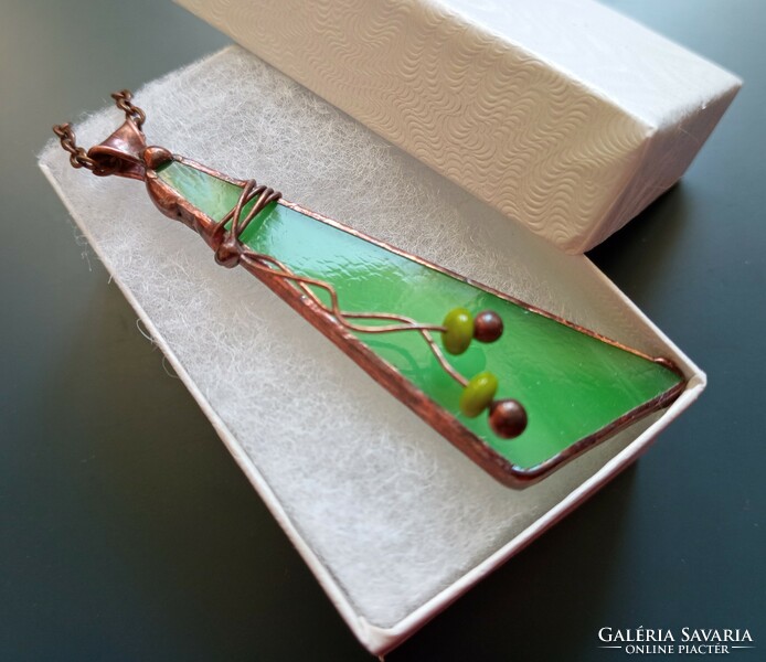 Green glass jewelry pendant