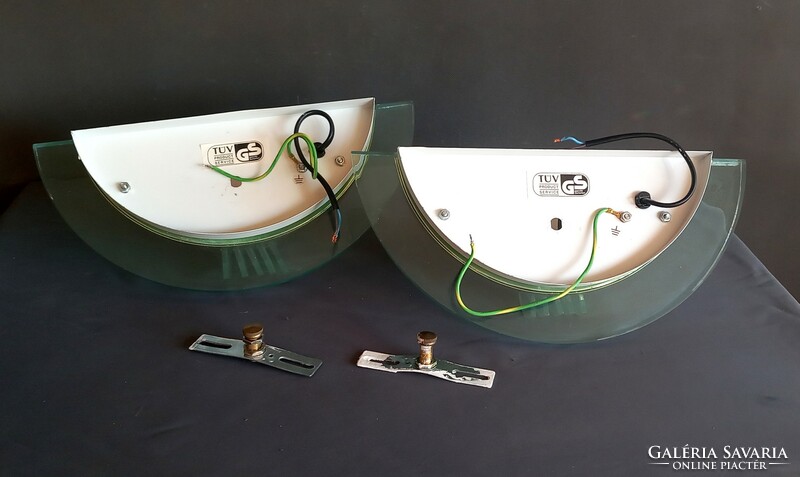 Postmodern half moon wall lamp pair 1980 negotiable design